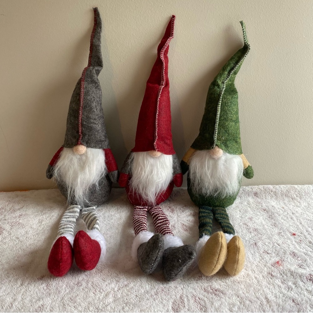 Festive Gnome Trio - Gray, Red, and Green Christmas